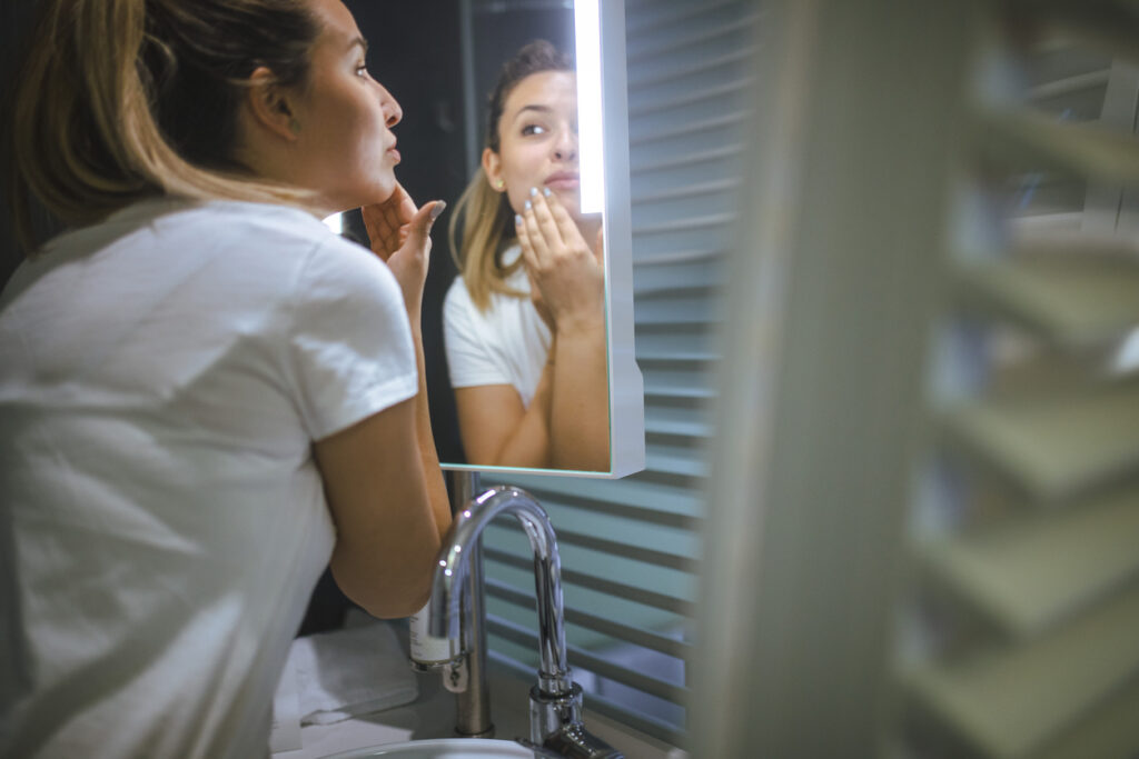 Evening skincare routine for hormonal acne with PCOS
